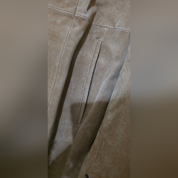 NWT Halston Studio Suede Leather Long Jacket Size S Color Caramel - Picture 3 of 12